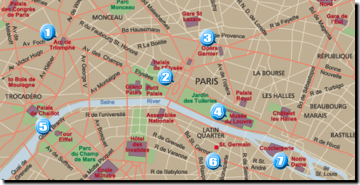 パリ市内観光地図